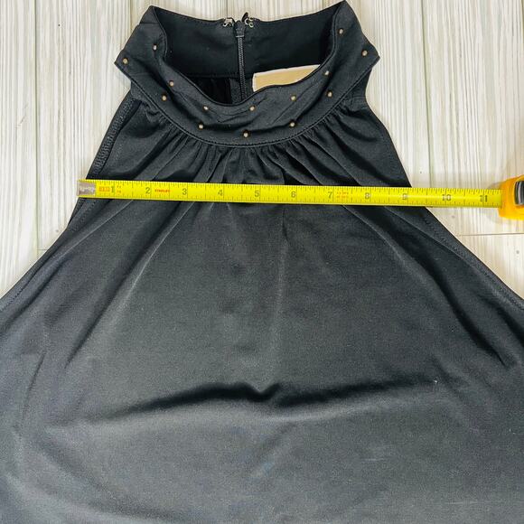 Michael Kors Black Sleeveless High Neck Embroidered Halter Top - Picture 6 of 10